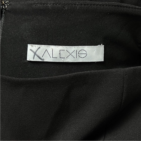 ALEXIS Off Shoulder Embroidered Trim Flared Bell Sleeve Crepe Sheath Dress XS - Picture 9 of 10